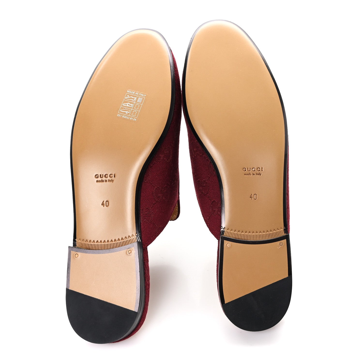 Gucci New Canvas GG Monogram Malaga Kid Womens Princetown Slippers 40 Rosso Ancora
