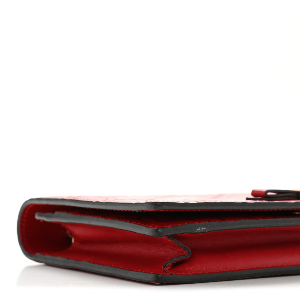 Gucci Guccissima Signature Bowy Chain Wallet Hibiscus Red