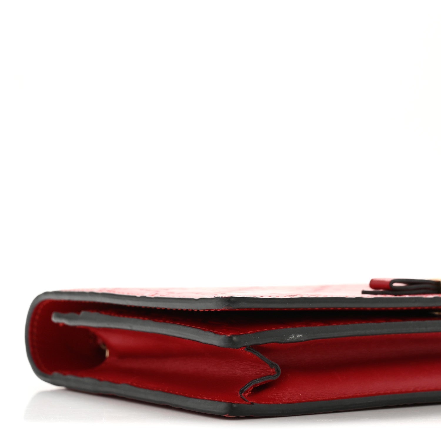 Gucci Guccissima Signature Bowy Chain Wallet Hibiscus Red