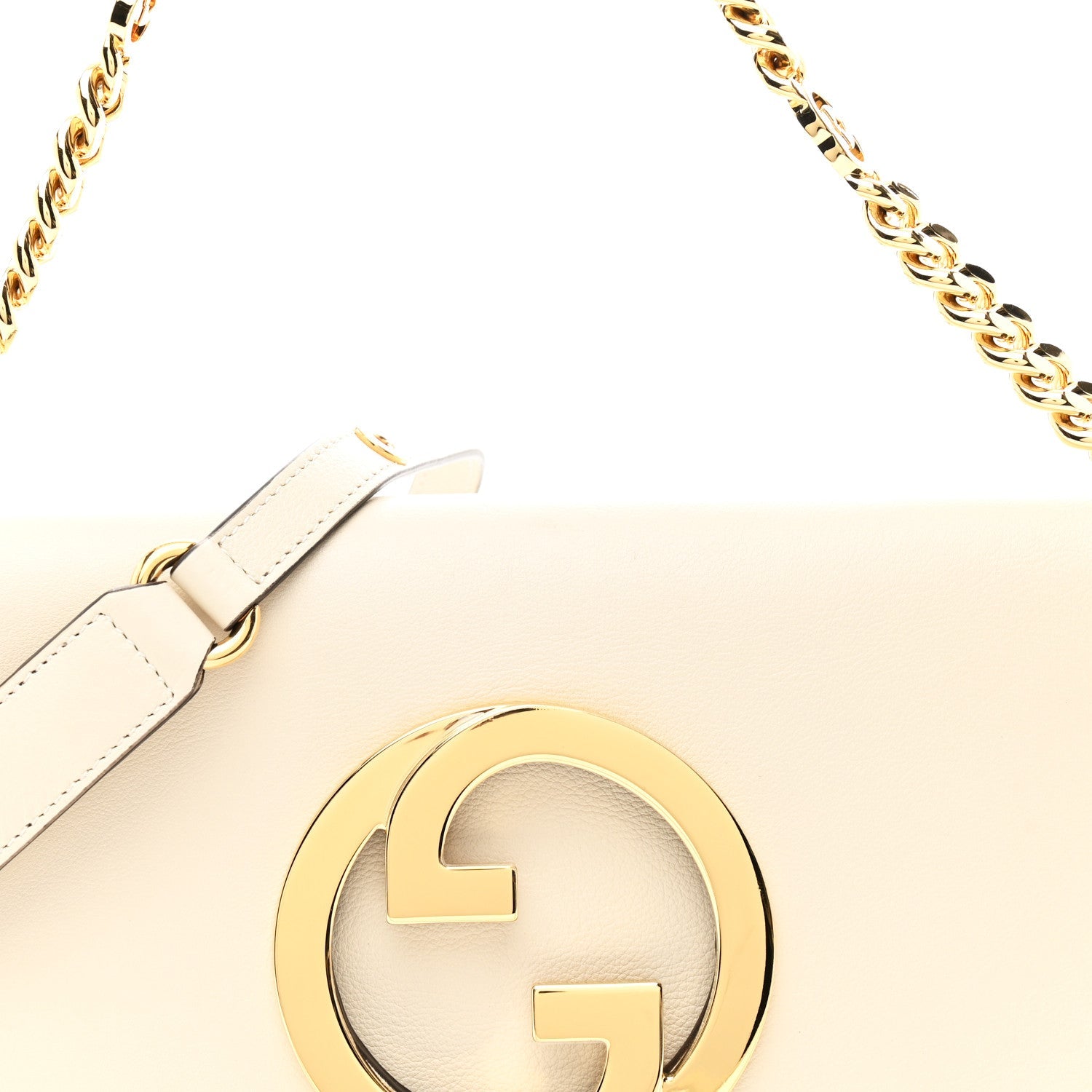 Gucci Roxy Calfskin Blondie Chain Shoulder Flap Bag Mystic White