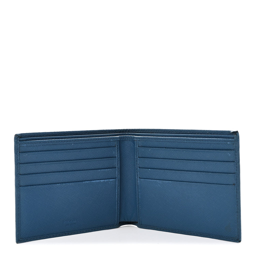 Prada Saffiano Bi-Fold Wallet Cobalto
