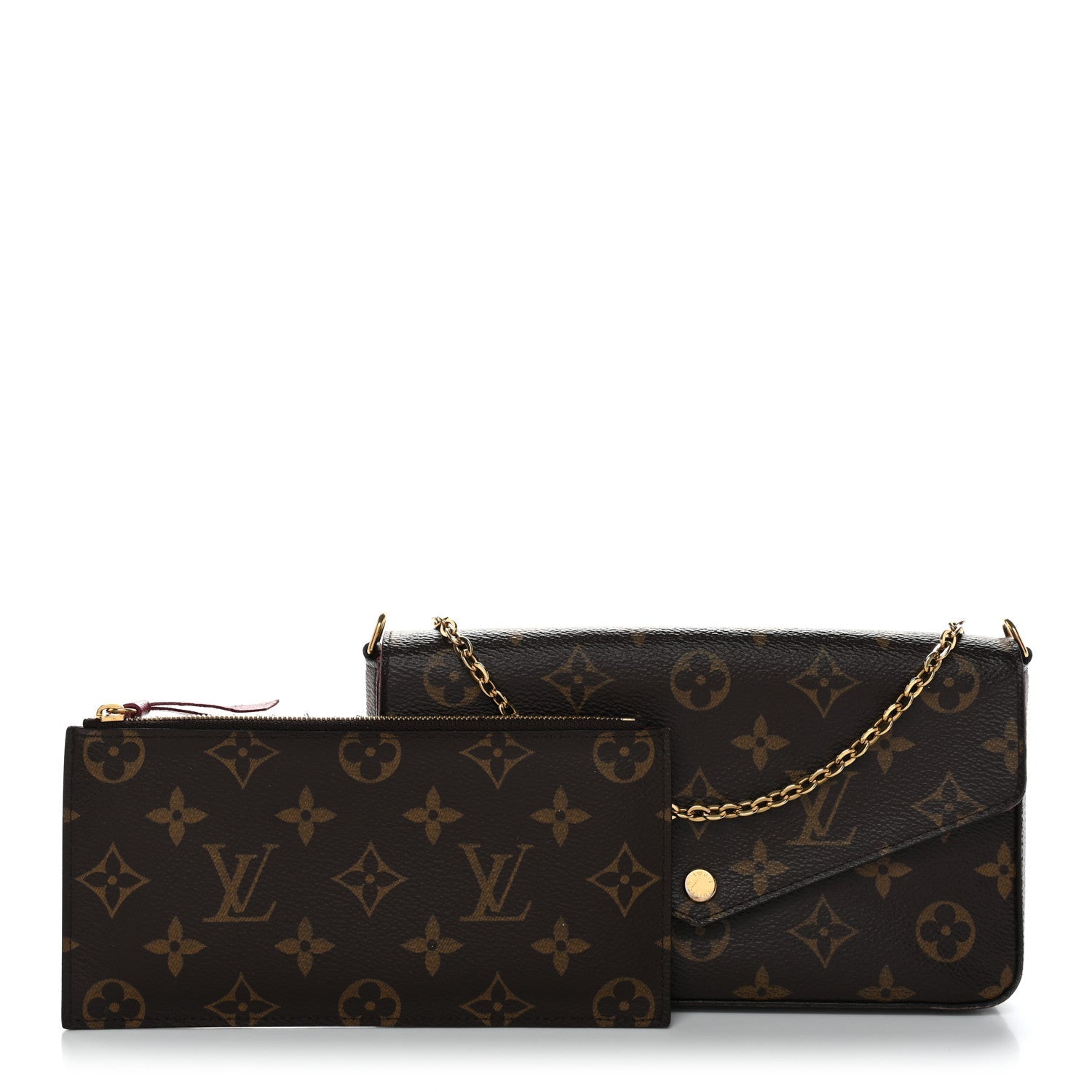 Louis Vuitton Monogram Pochette Felicie Chain Wallet Fuchsia