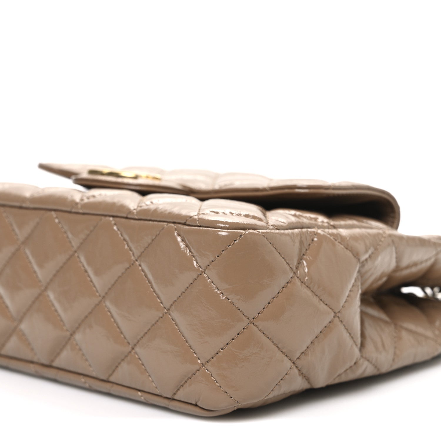 Chanel Shiny Crumpled Calfskin Quilted Wavy CC Hobo  Dark Beige