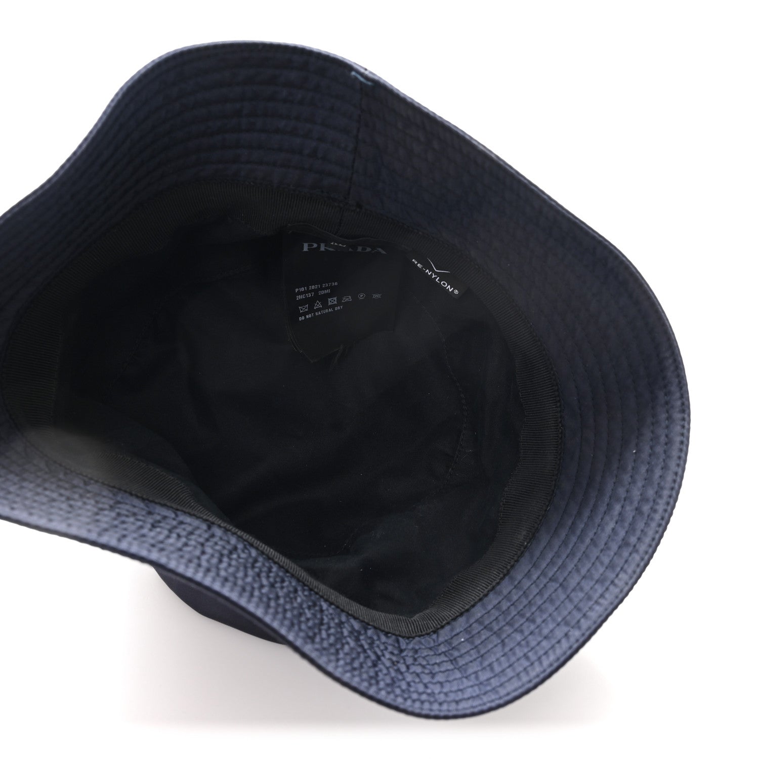 Prada Re-Nylon Metal Triangle Logo Womens Bucket Hat XL Black