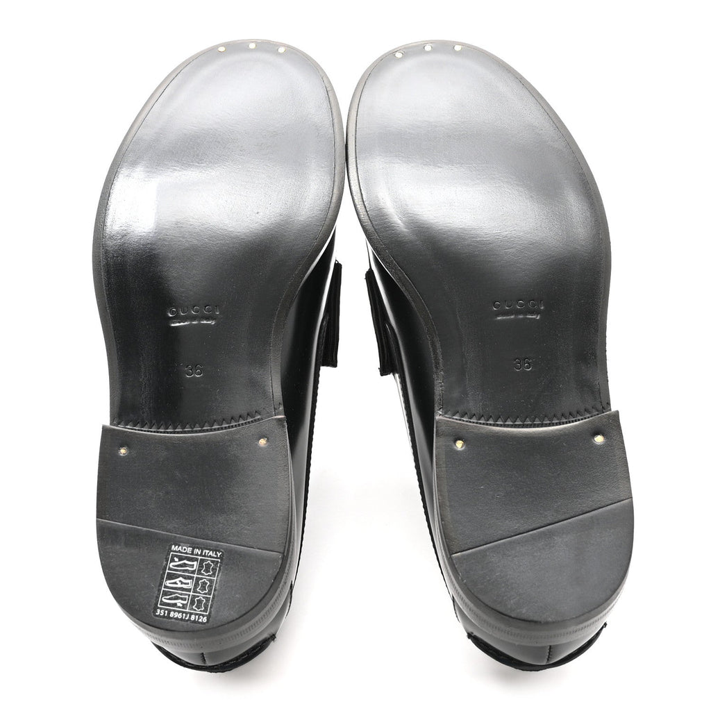 Gucci Calfskin Millennial Ribot Womens GG Loafers 36 Black