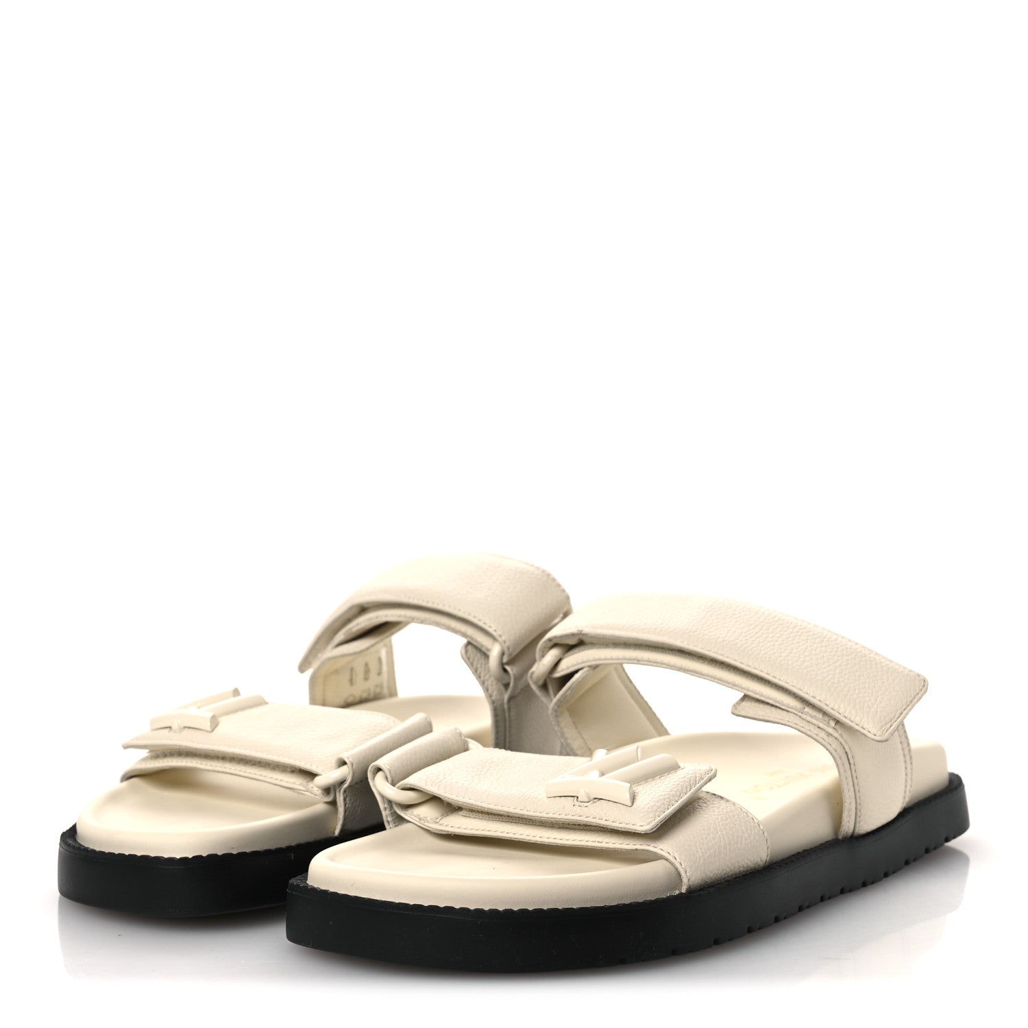Louis Vuitton Grained Calfskin Sunset Comfort Flat Sandals 39 Light Beige