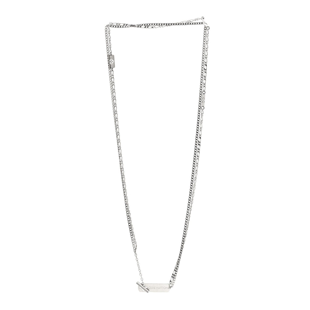 Louis Vuitton Metal Monogram Necklace Silver