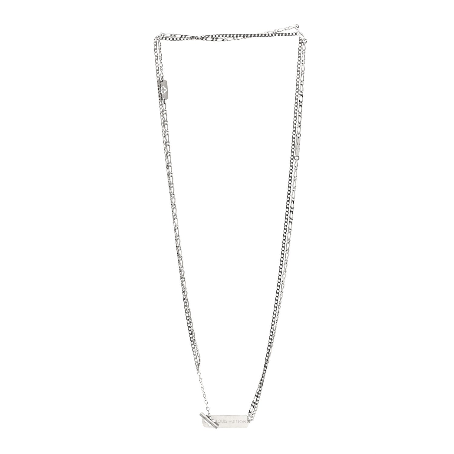 Louis Vuitton Metal Monogram Necklace Silver