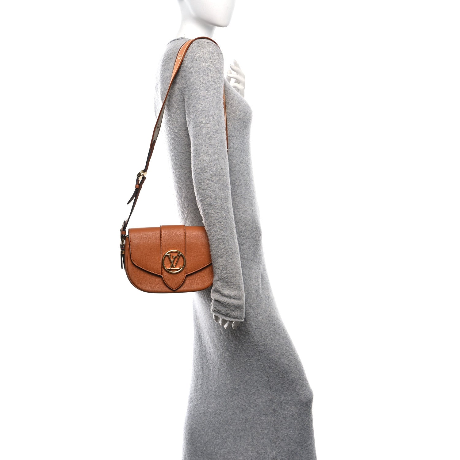 Louis Vuitton Grained Calfskin LV Pont 9 Soft MM Golden Siena