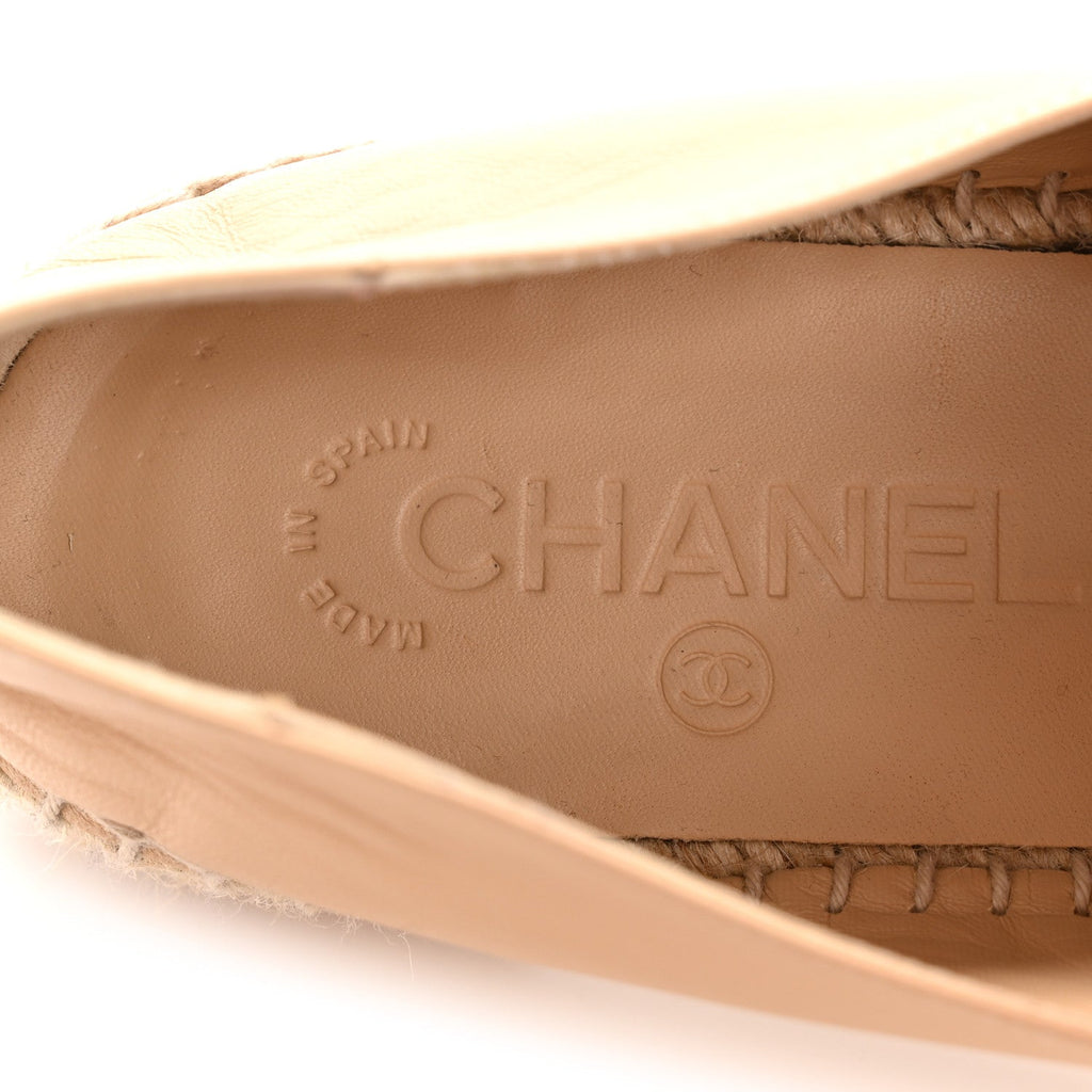 Lambskin CC Espadrilles 39 Beige Black