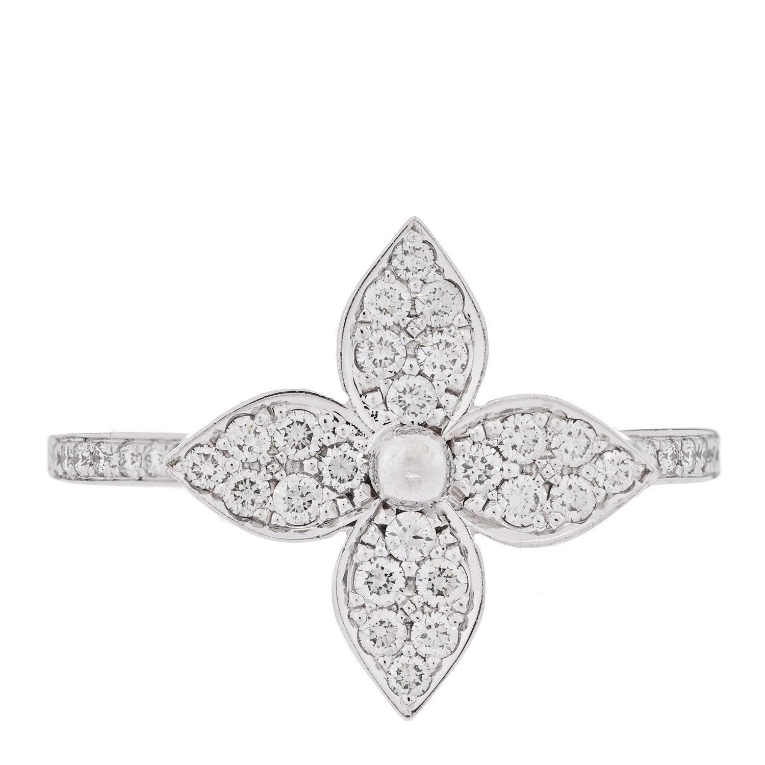Louis Vuitton 18K White Gold Diamond Star Blossom Ring 53 6.5