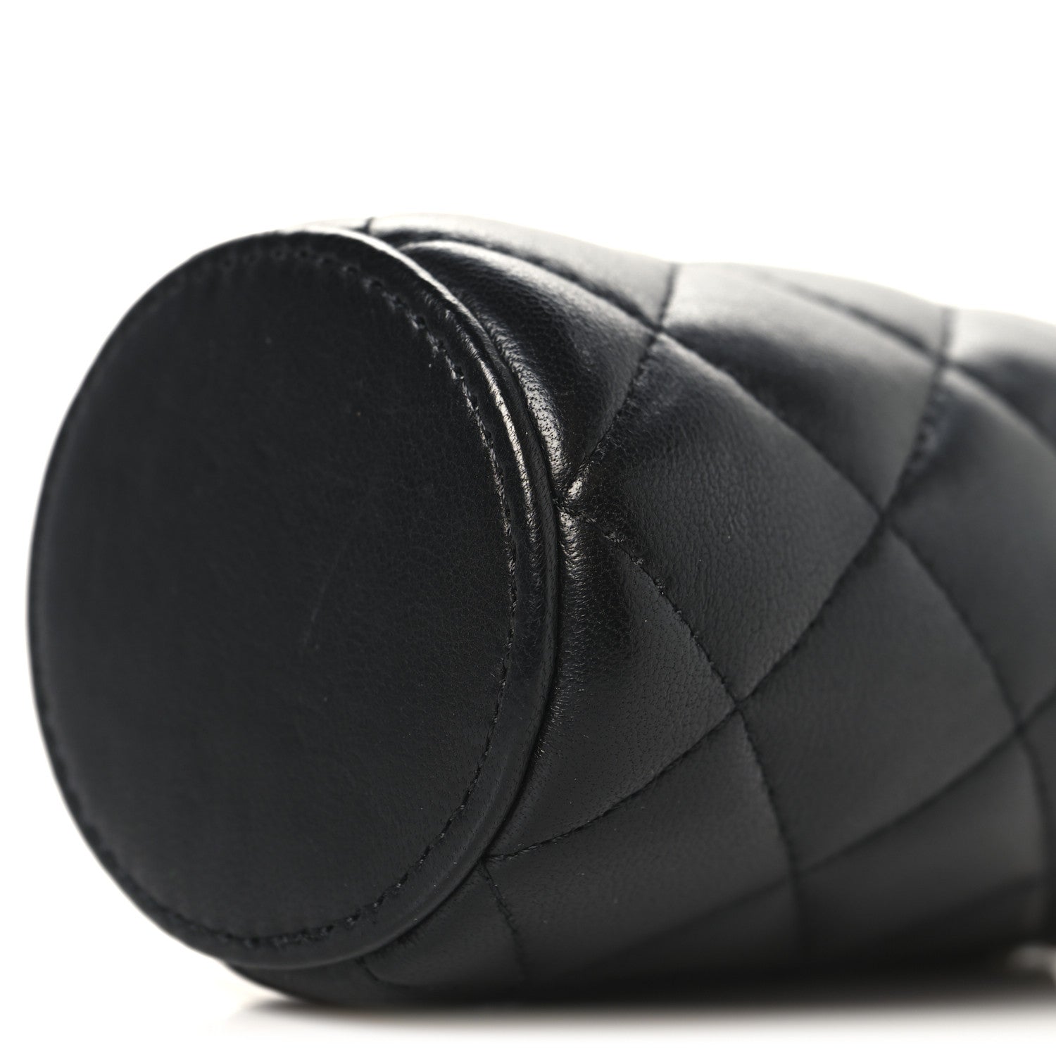 Chanel Lambskin Quilted Mini Bucket Bag With Chain Black