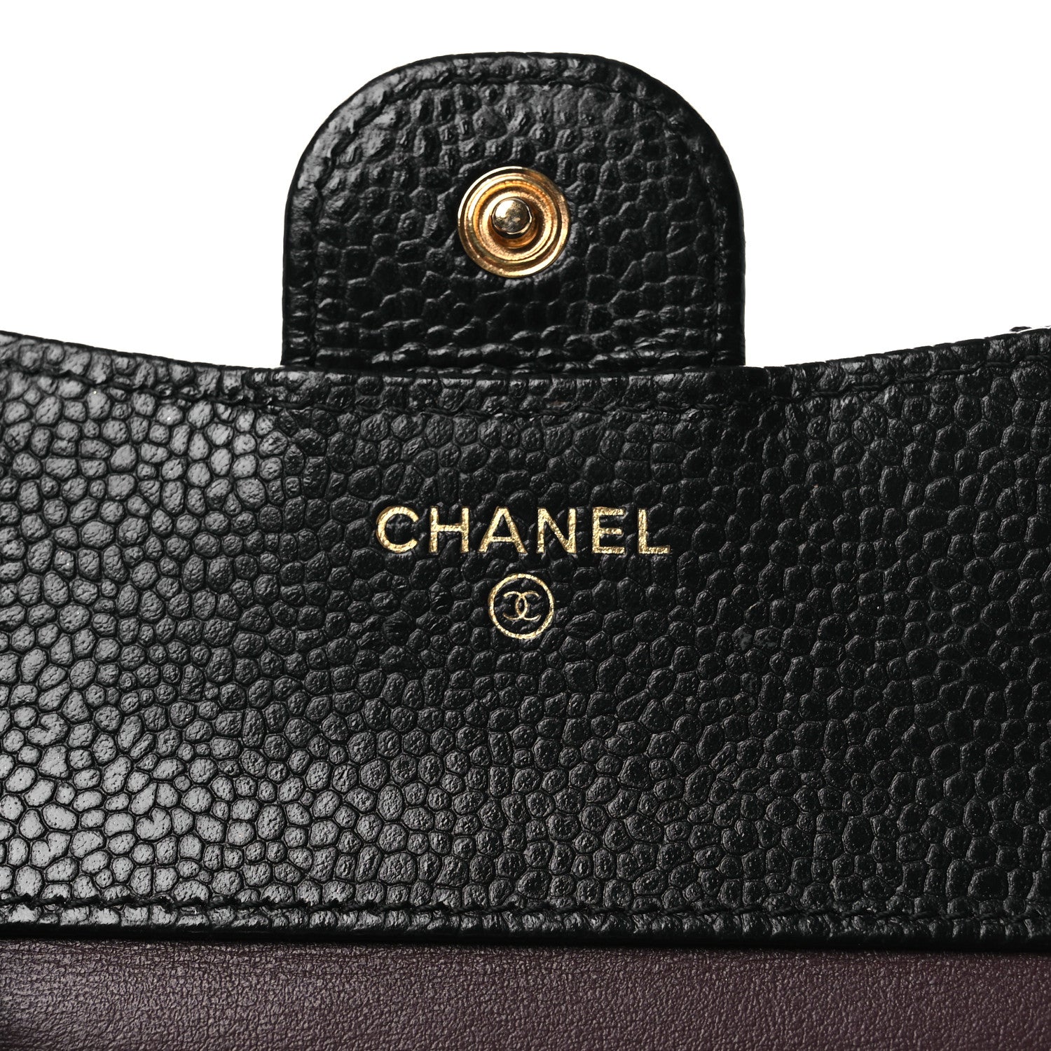 Caviar Quilted Compact Flap Wallet Black