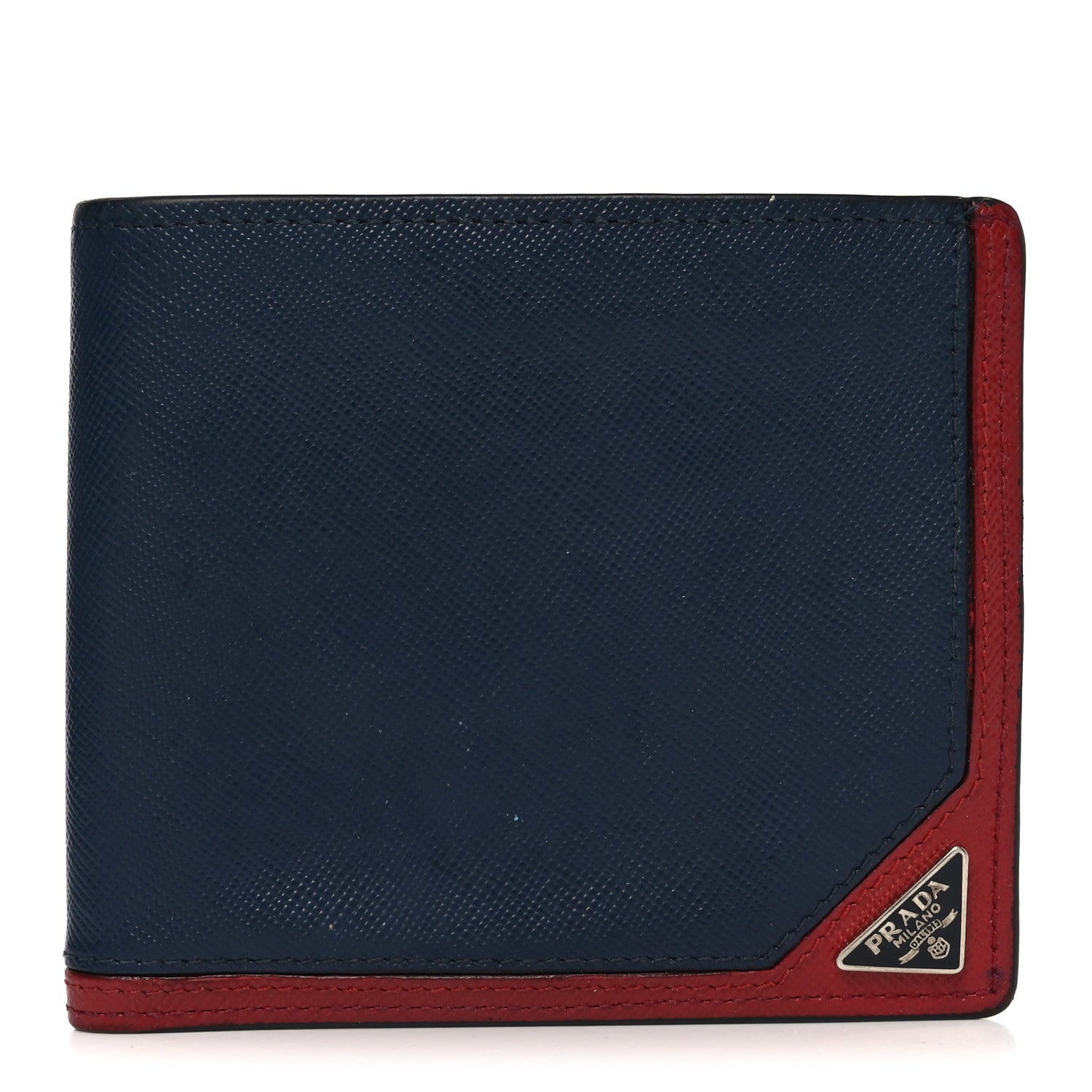 Prada Saffiano Bi-Fold Wallet Baltico Fuoco