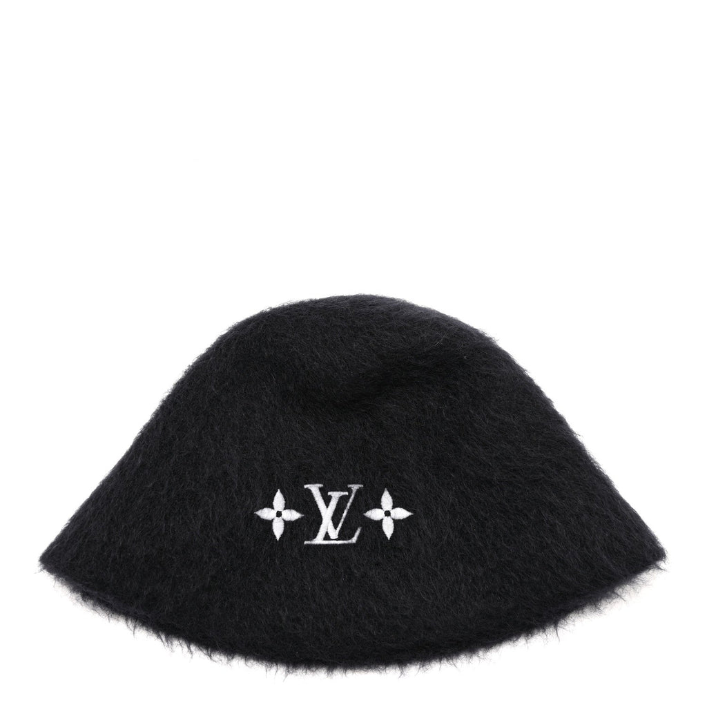 Louis Vuitton Mohair Wool LV Fluffy Hat Black