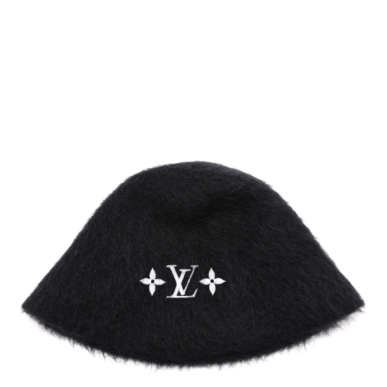 Louis Vuitton Mohair Wool LV Fluffy Hat Black