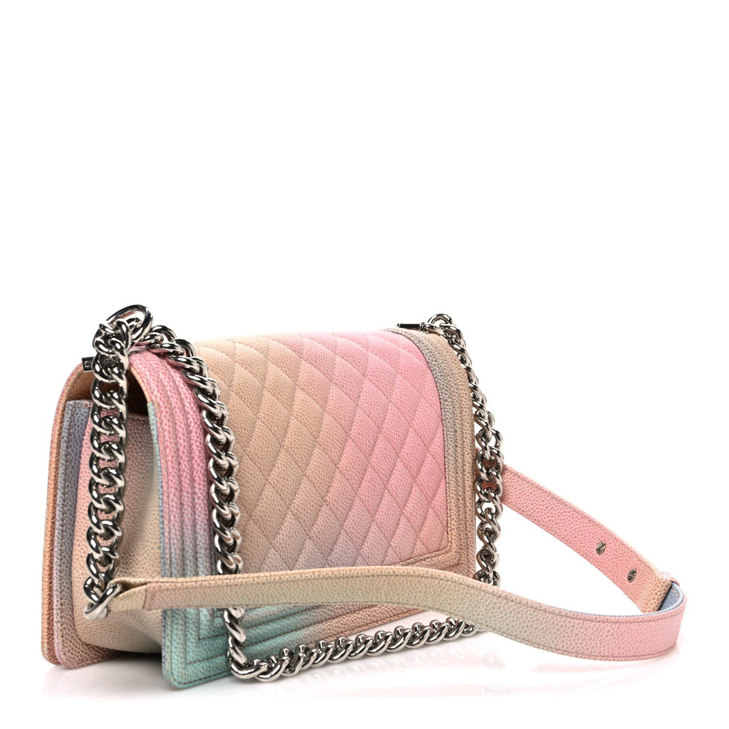 Chanel Caviar Quilted Medium Cuba Rainbow Boy Flap Multicolor