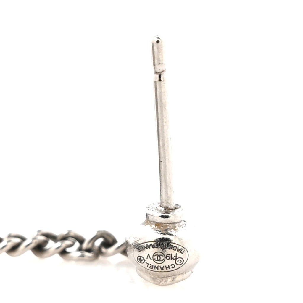 Baguette Crystal CC Drop Earrings Silver
