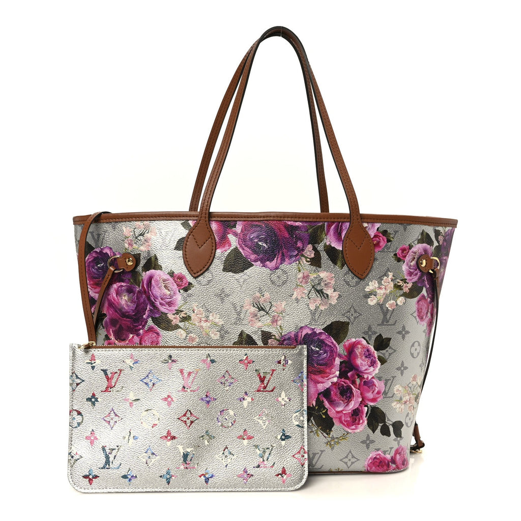 Louis Vuitton Metallic Monogram LV Garden Neverfull MM Silver