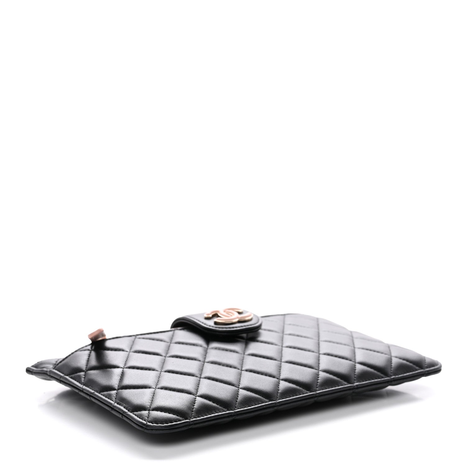 Lambskin Quilted Sunset Boulevard Pouch Case Black Pink