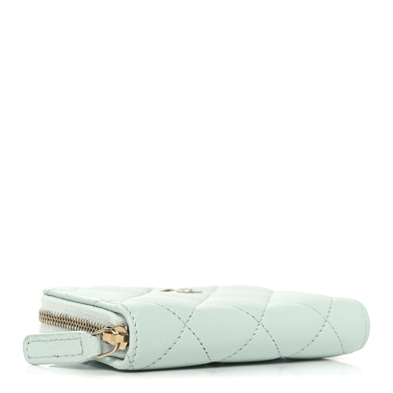 Caviar Quilted Zip Coin Purse Light Green