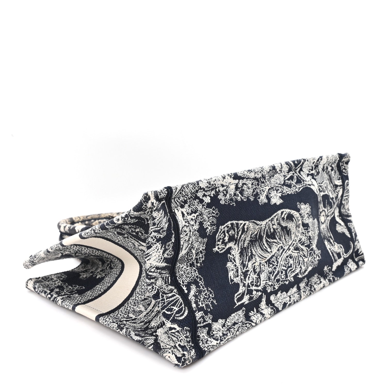 Christian Dior Canvas Embroidered Medium Dioriviera Toile De Jouy Reverse Book Tote Blue