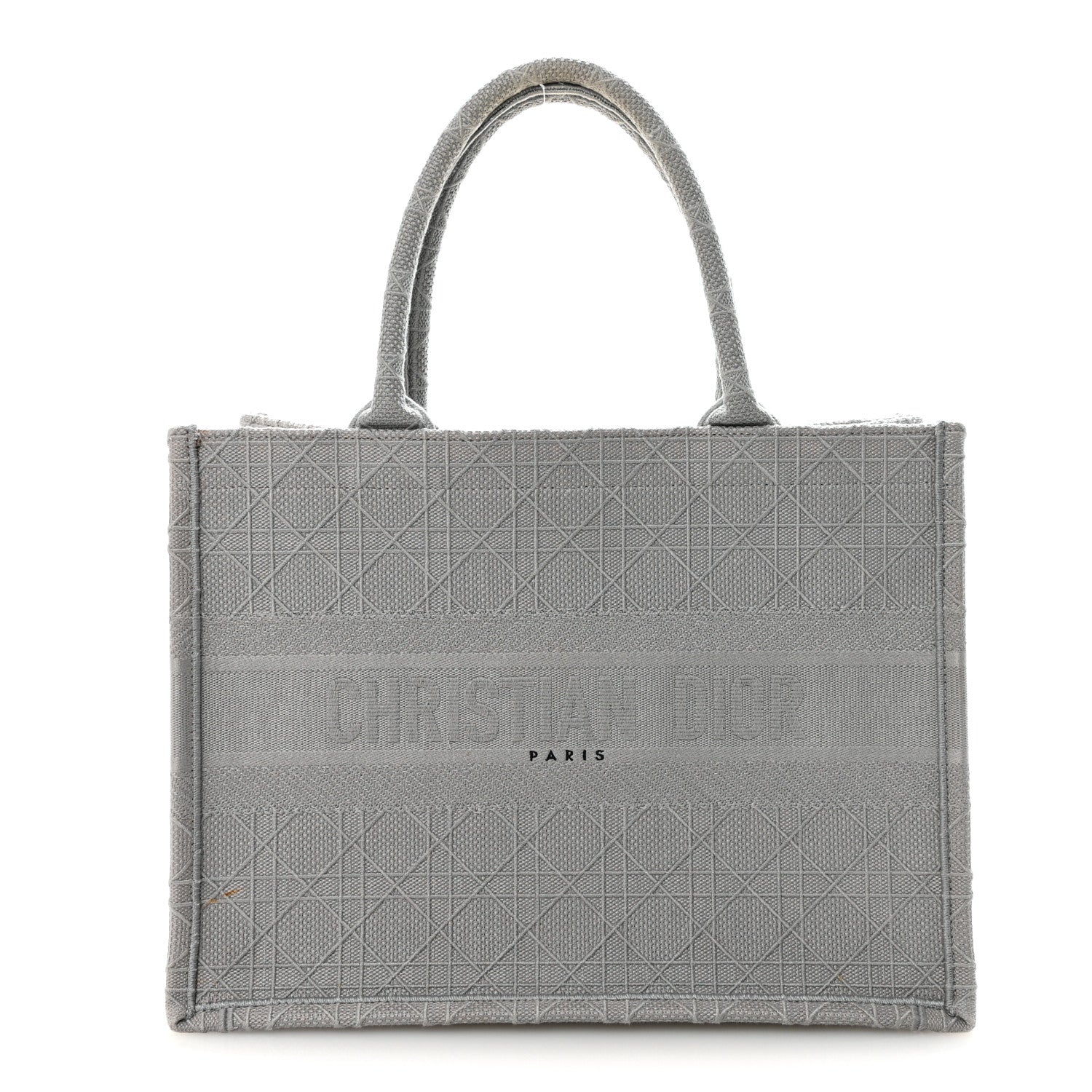 Christian Dior Canvas Embroidered Cannage Medium Book Tote Stone