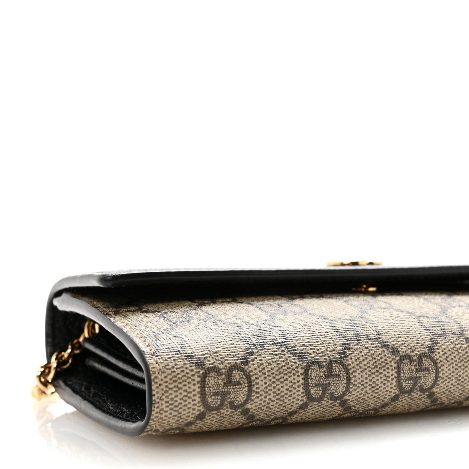 Gucci Dollar Calfskin GG Supreme Monogram Petite GG Marmont Wallet Chain Bag Black Beige Ebony