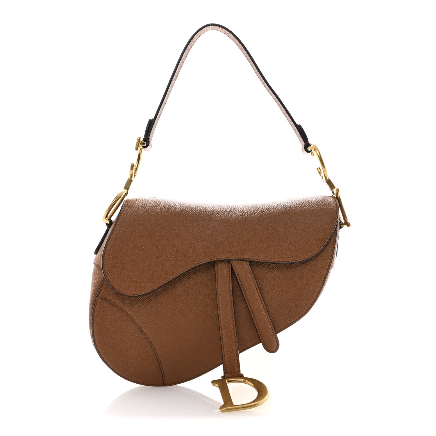 Christian Dior Grained Calfskin Saddle Bag Golden Saddle