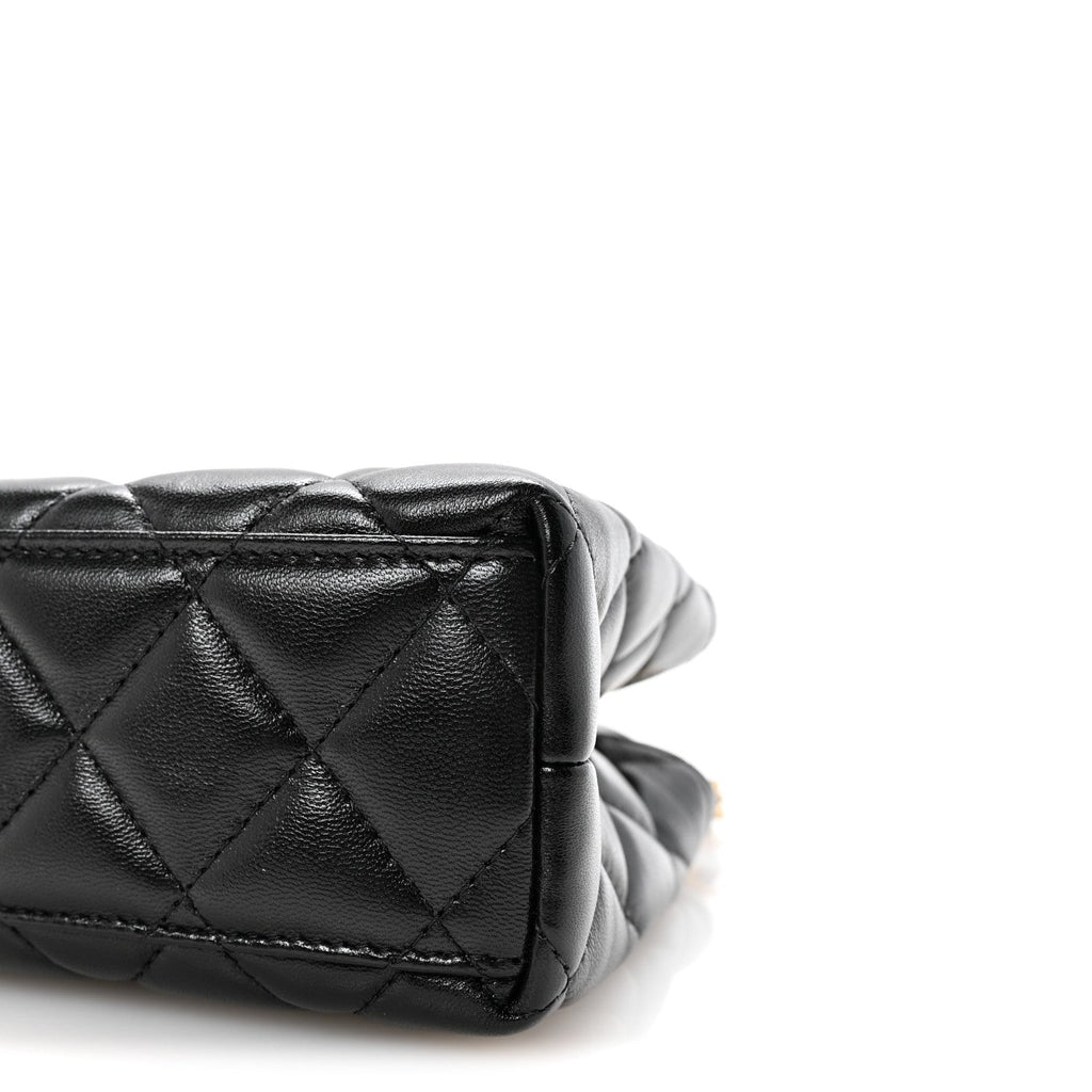 Chanel Shiny Aged Calfskin Quilted Nano Kelly Shopper Black