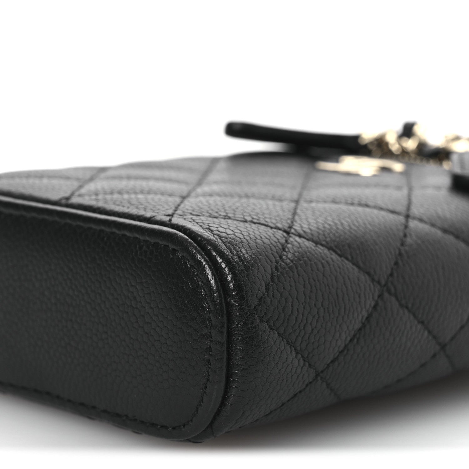 Chanel Caviar Quilted Small Vertical Coco Beauty Vanity Case With Chain Black