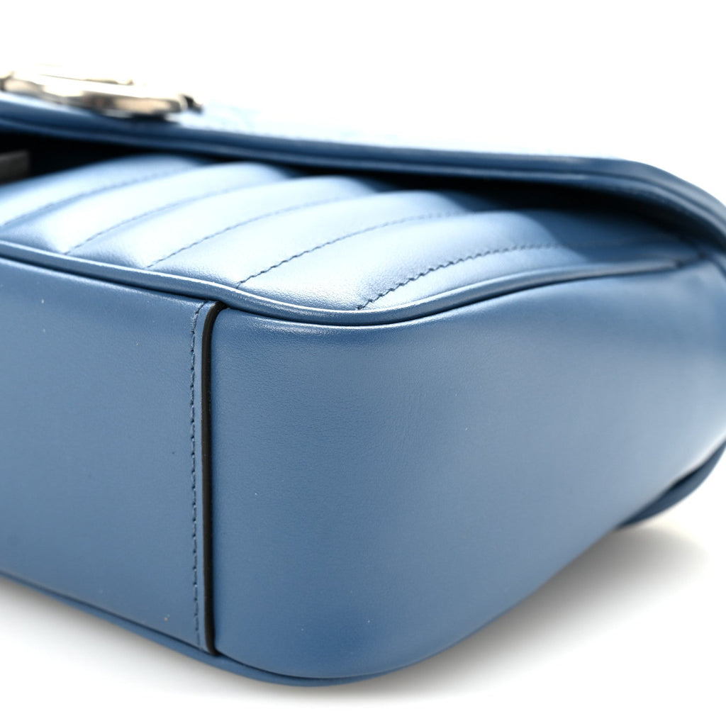 Gucci Calfskin Matelasse Aria Small GG Marmont Shoulder Bag  Clear Blue