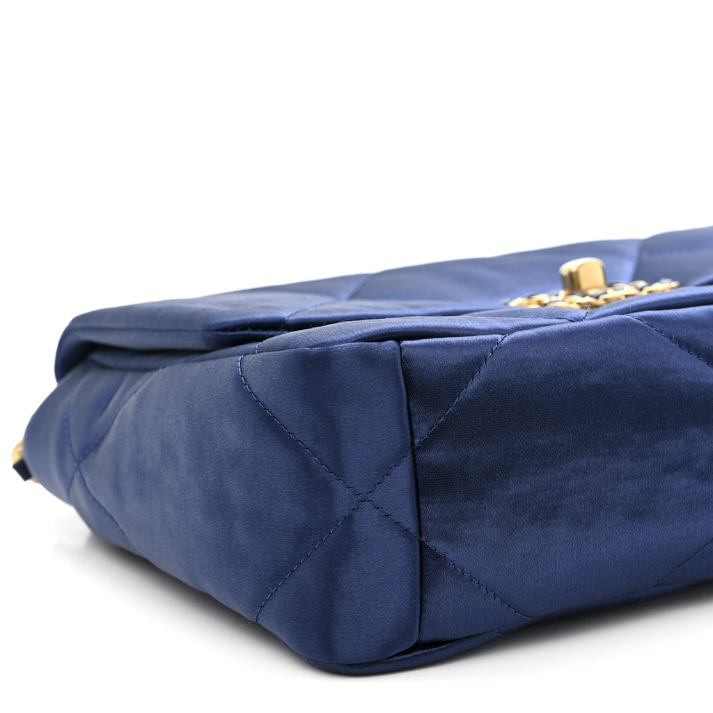 Chanel Satin Quilted Medium Chanel 19 Flap Blue
