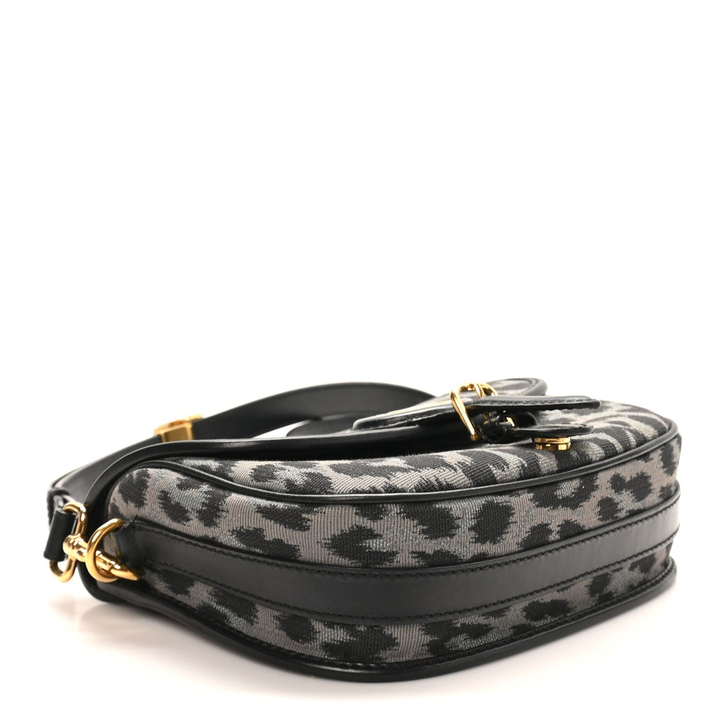 Christian Dior Canvas Mizza Embroidered Medium Bobby Flap Grey Black