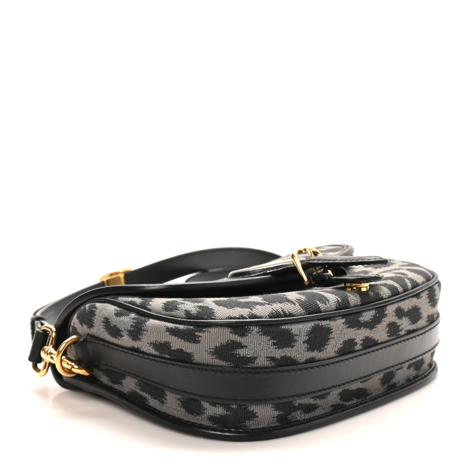 Christian Dior Canvas Mizza Embroidered Medium Bobby Flap Grey Black