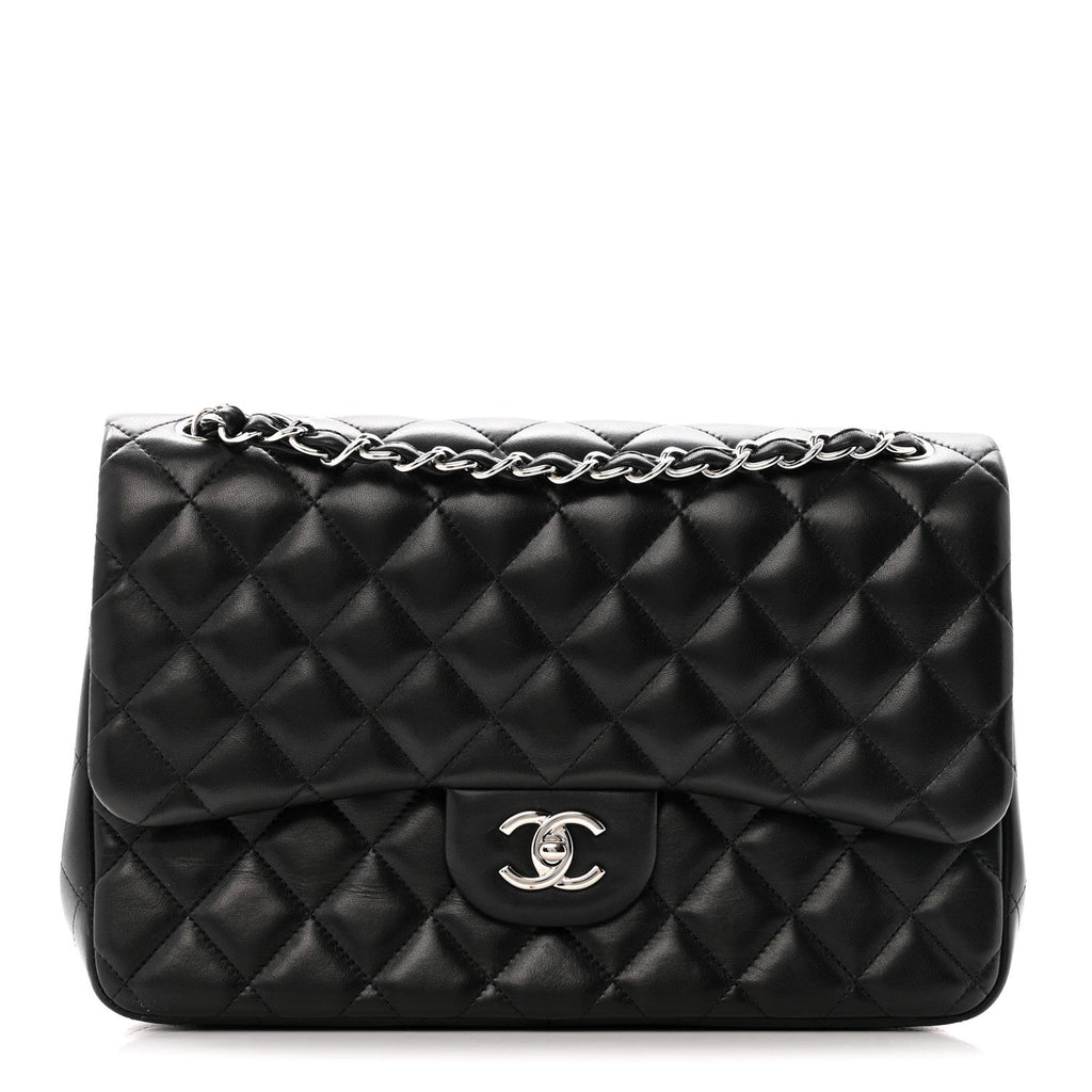 Chanel Lambskin Quilted Jumbo Double Flap Black