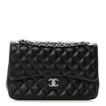 Chanel Lambskin Quilted Jumbo Double Flap Black