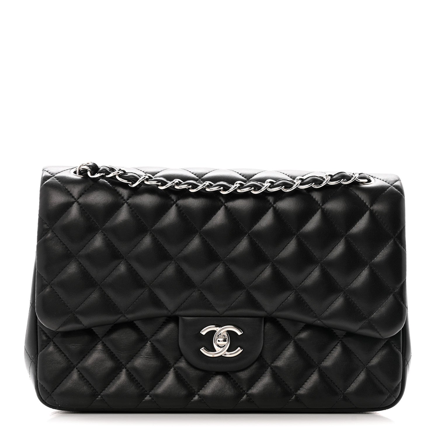 Chanel Lambskin Quilted Jumbo Double Flap Black