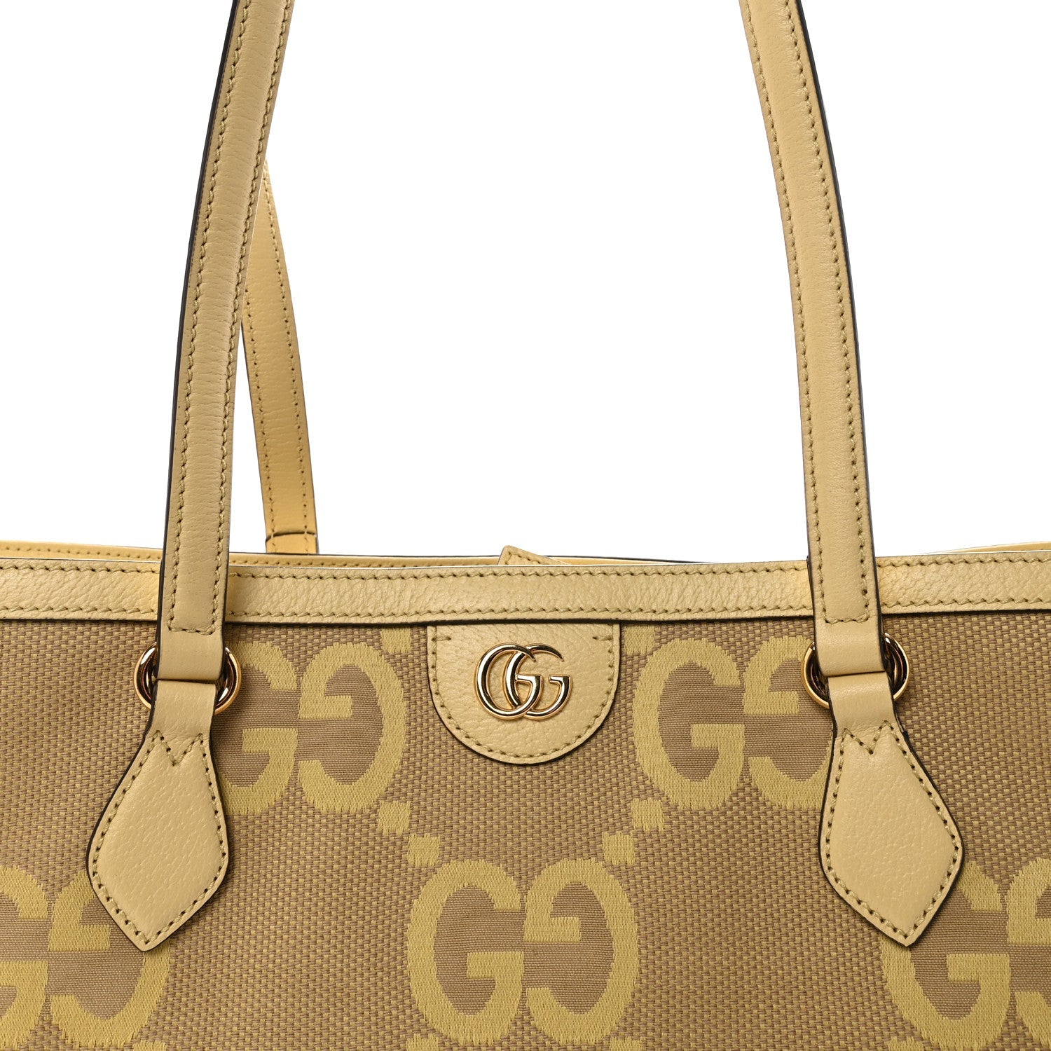 Gucci Monogram Jumbo GG Textured Dollar Calfskin Medium Ophidia Shopping Tote Beige Banana