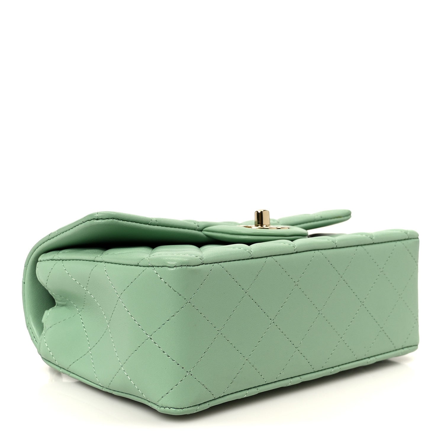 Chanel Lambskin Quilted Mini Rectangular Flap Green