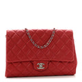Chanel Lambskin Quilted Clutch With Chain Flap Red