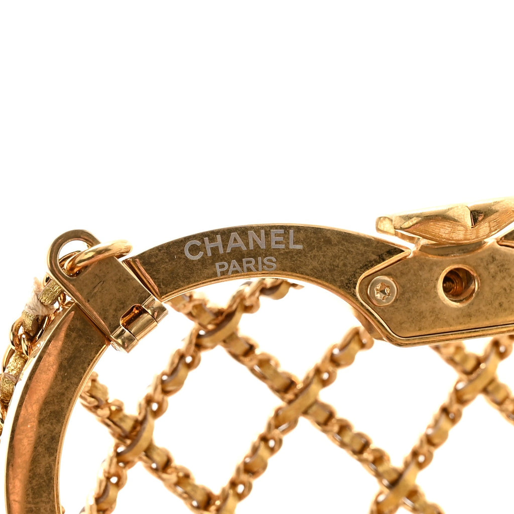Chanel Metal Metallic Lambskin Quilted CC Heart Minaudiere Crossbody Gold