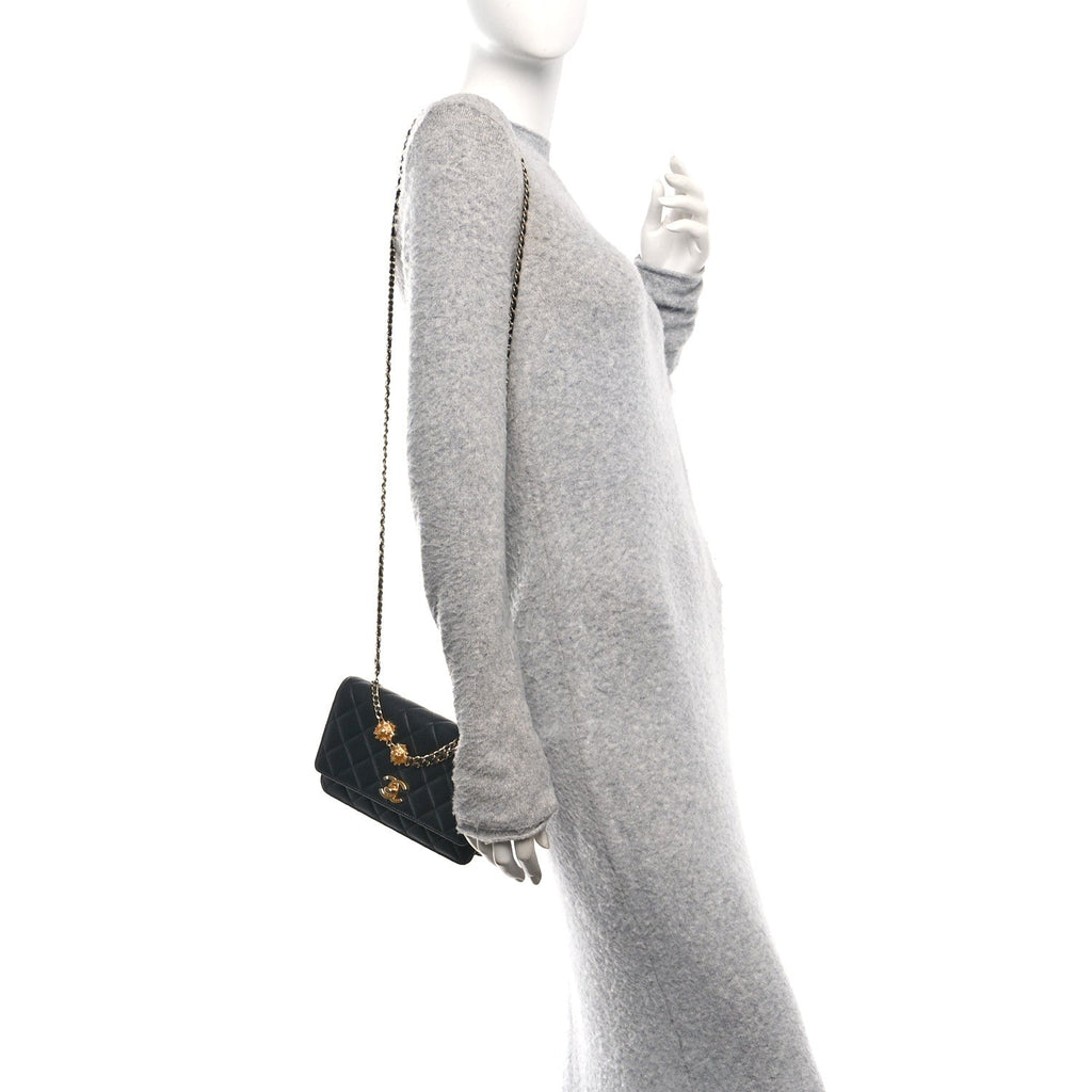 Chanel Lambskin Quilted Lion Motif Wallet On Chain WOC Black