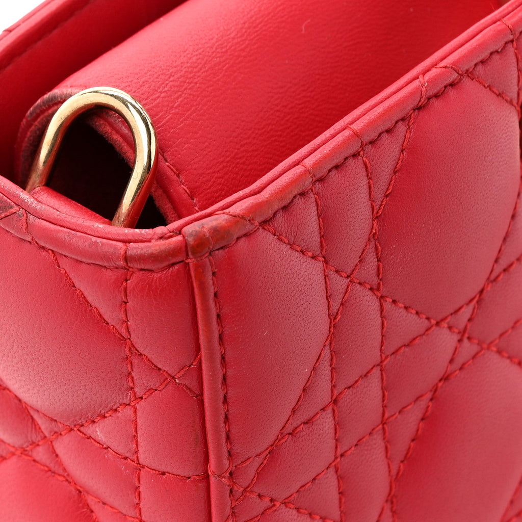 Christian Dior Lambskin Cannage Medium Lady D-Joy Red