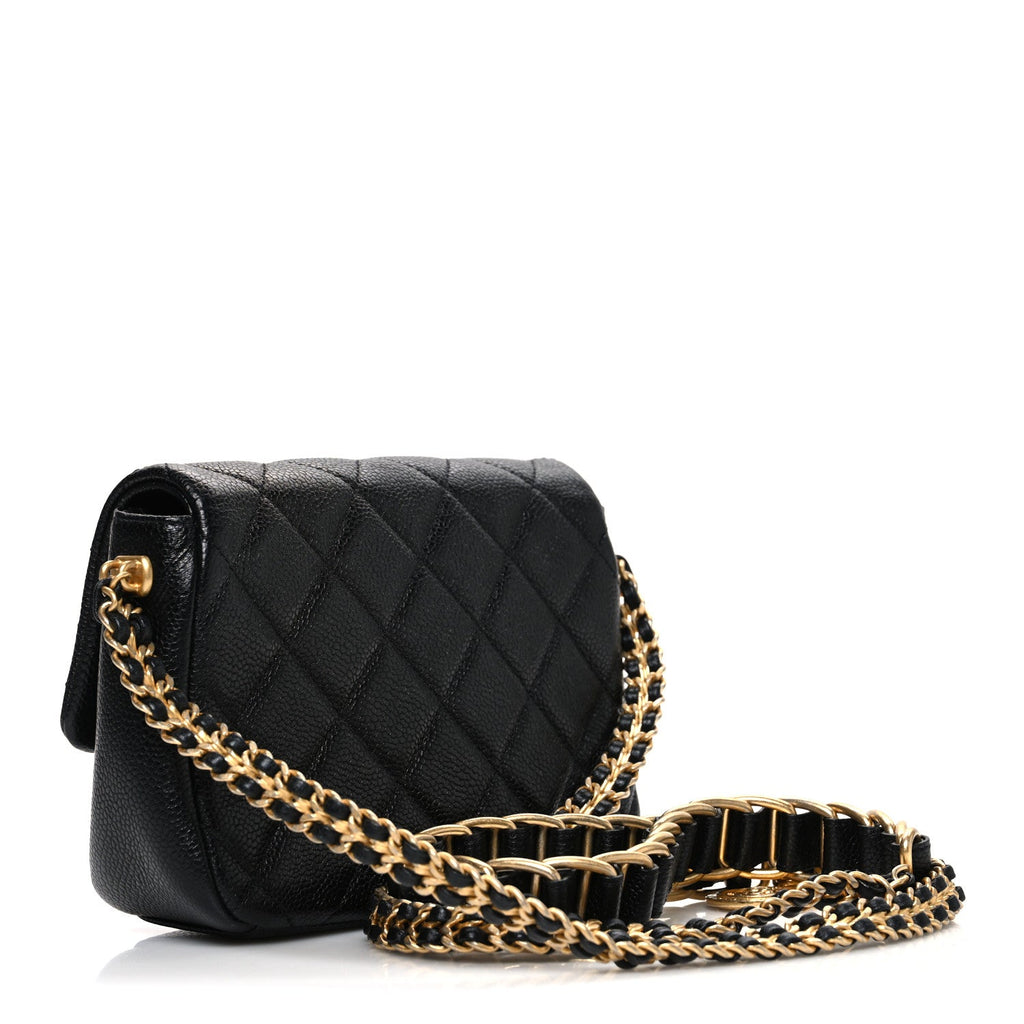 Chanel Caviar Quilted Mini Chain Soul Flap Black