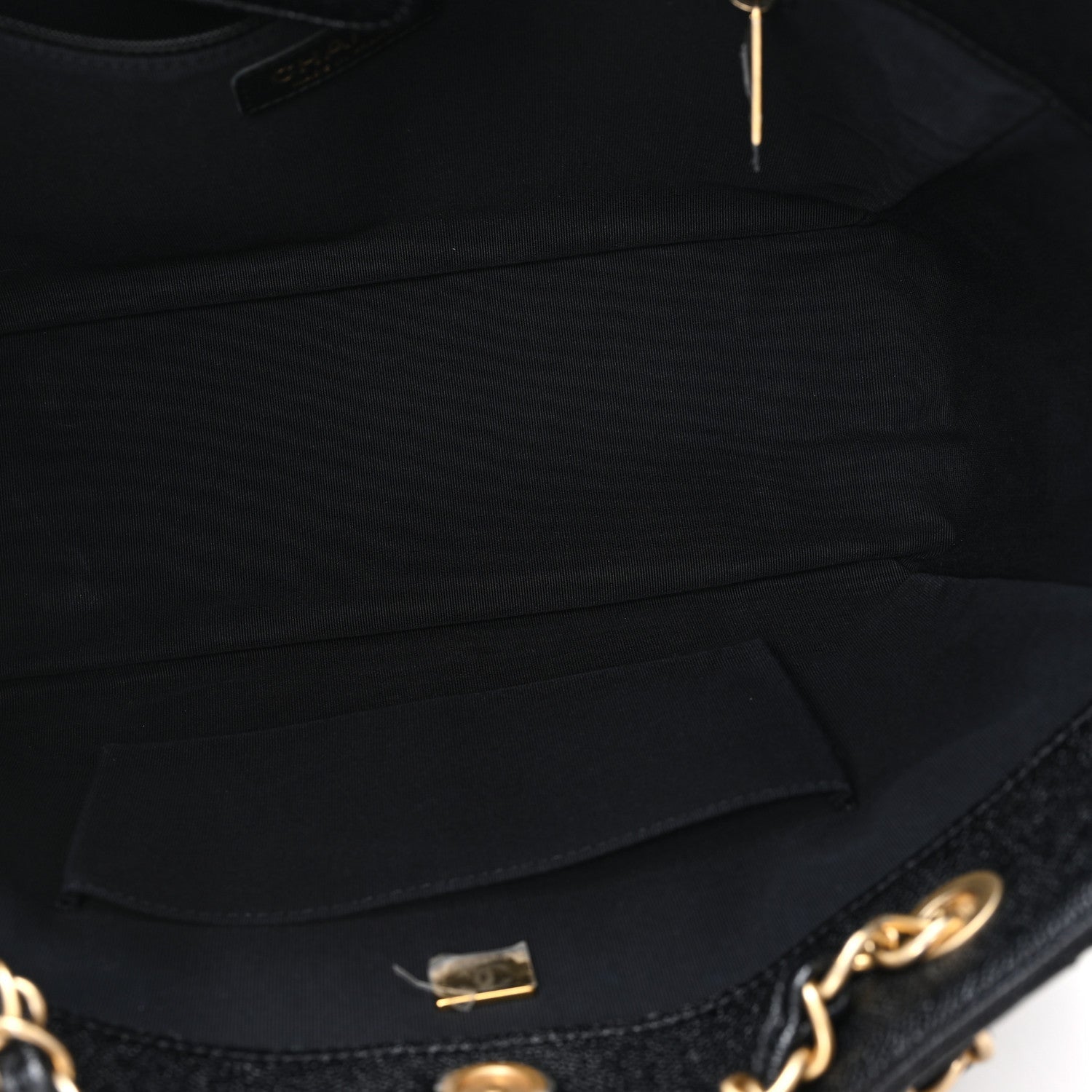 Chanel Caviar Quilted Small Trapezoid Chain Shopping Tote Black