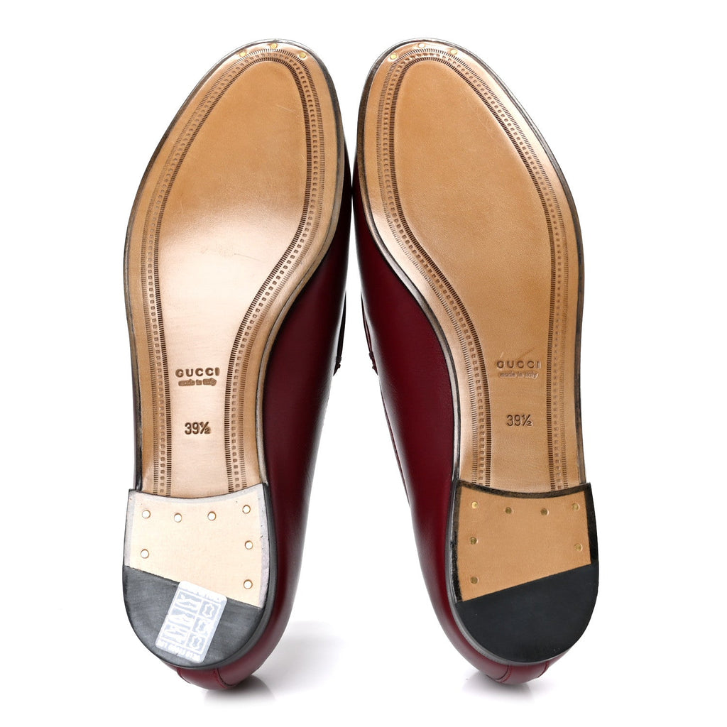 Gucci Betis Glamour Calfskin Womens Jordaan Loafers 39.5 Rosso Ancora