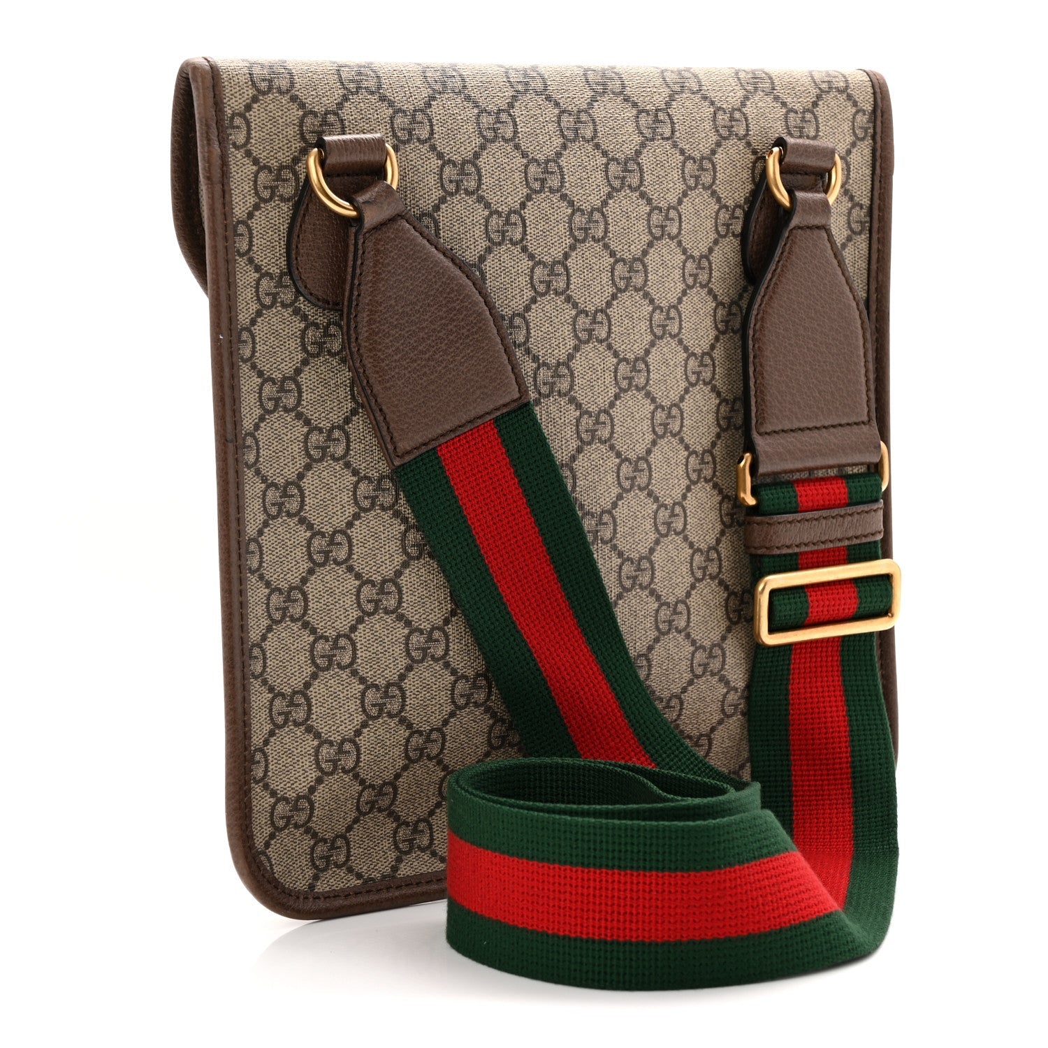 Gucci GG Supreme Monogram Web Medium Neo Vintage Flap Messenger Bag Beige New Acero