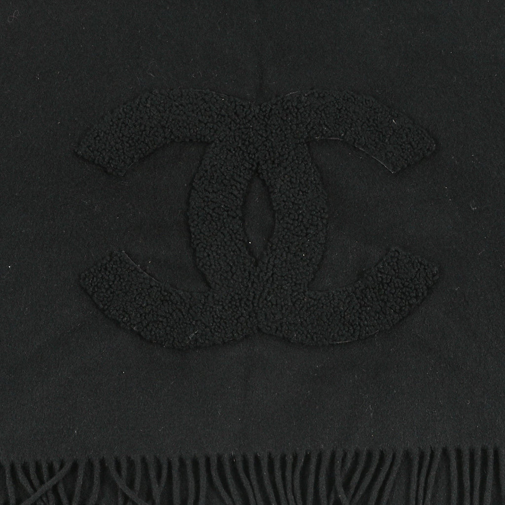 Cashmere Fringe Stole Scarf Black