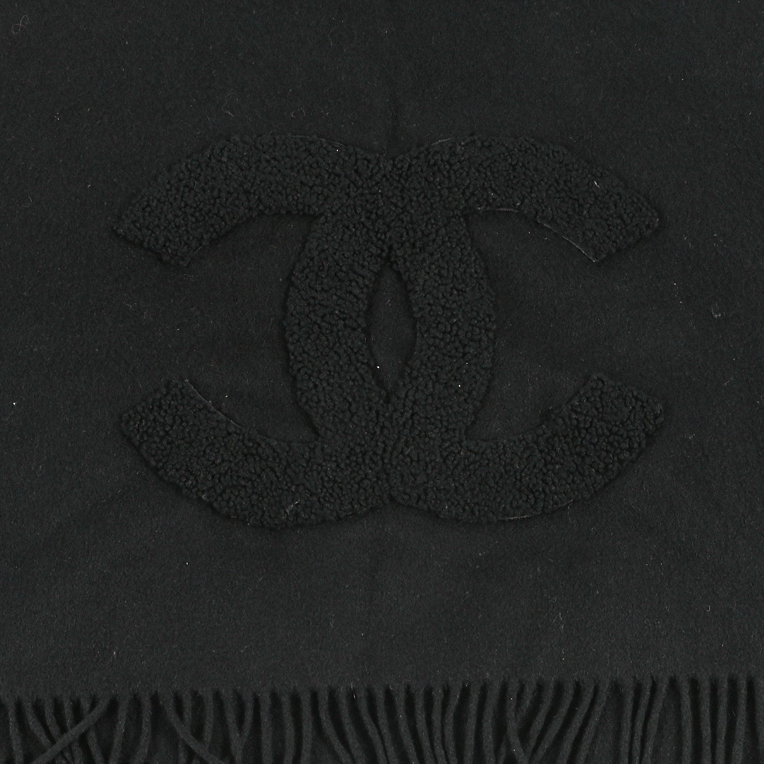 Cashmere Fringe Stole Scarf Black